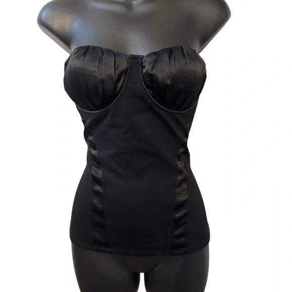 Arden B Black Satin Corset Tube Top – Size 2 - Picture 2 of 8